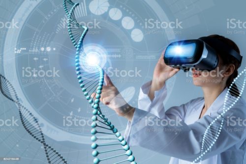 genetic technology concept, gene engineering, 3d rendering, abstract image visual