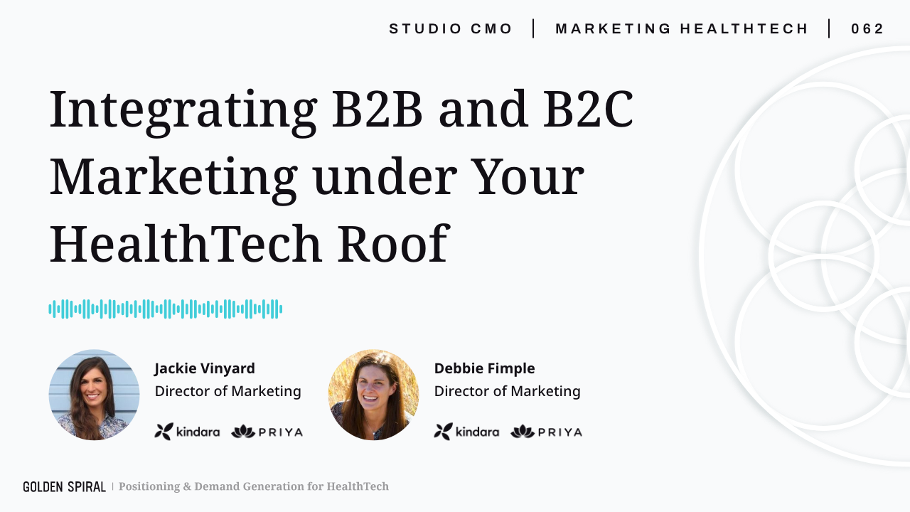 062 | Integrating B2B and B2C Marketing under Your HealthTech Roof | Jackie Vinyard | Debbie Fimple | Priya Kindara | Studio CMO